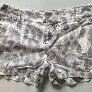 Ann Taylor LOFT Womens Linen Blend Shorts Size‎ 4 Camo High Rise Slash Pockets